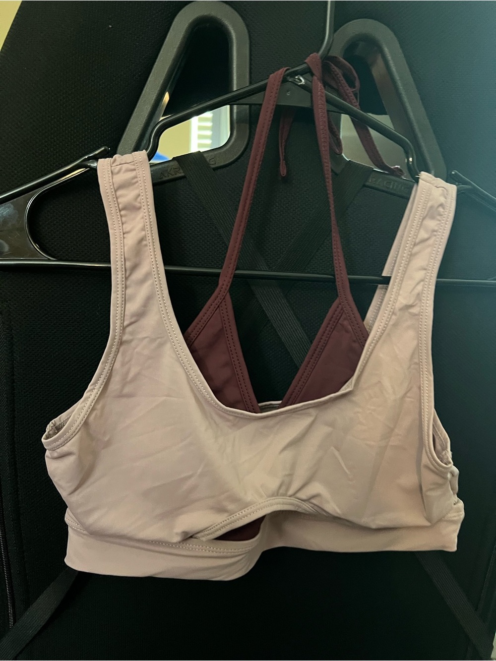 SHEIN Light Pink Outer Sports Bra with Plum Inner Bralette